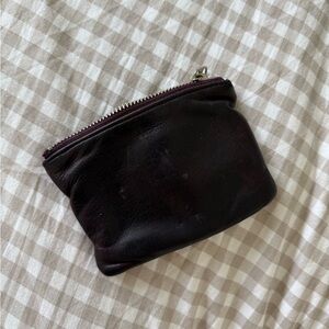 BAGGU Oxblood leather zipper wallet